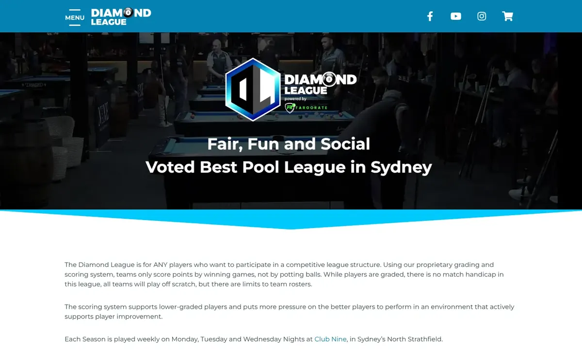 Home page of the Diamond League Sydney website