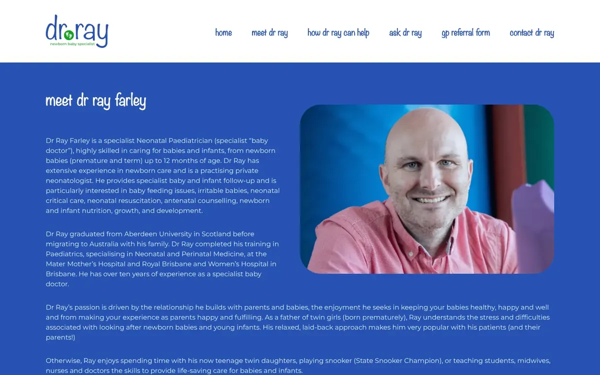 Home page of the Dr Ray Farley website