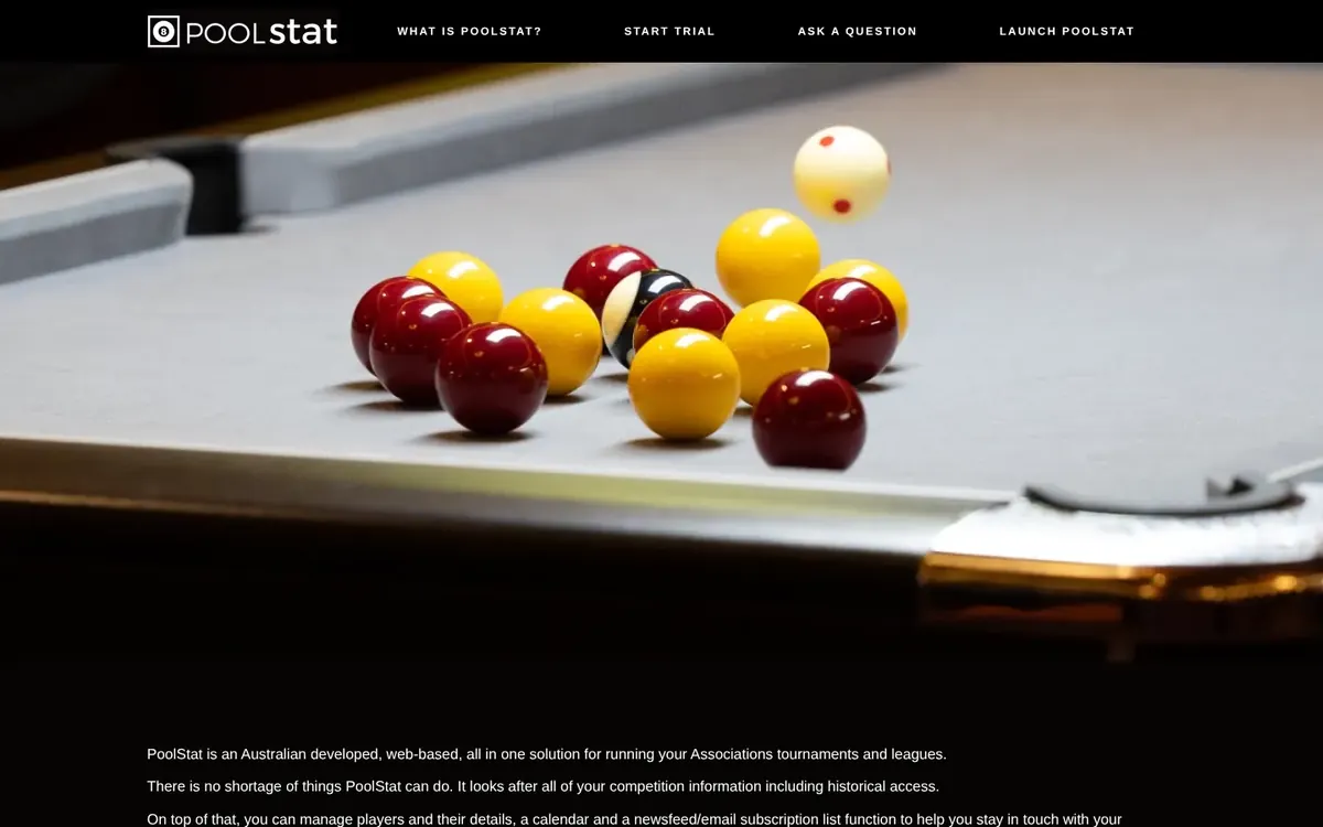 Home page of the PoolStat website